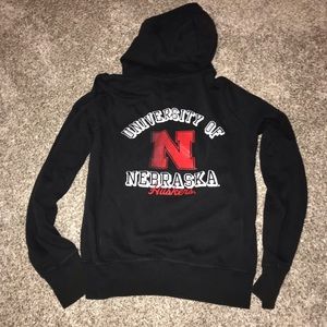 Victoria’s Secret PINK Nebraska Husker Zip Hoodie Sweatshirt Black M